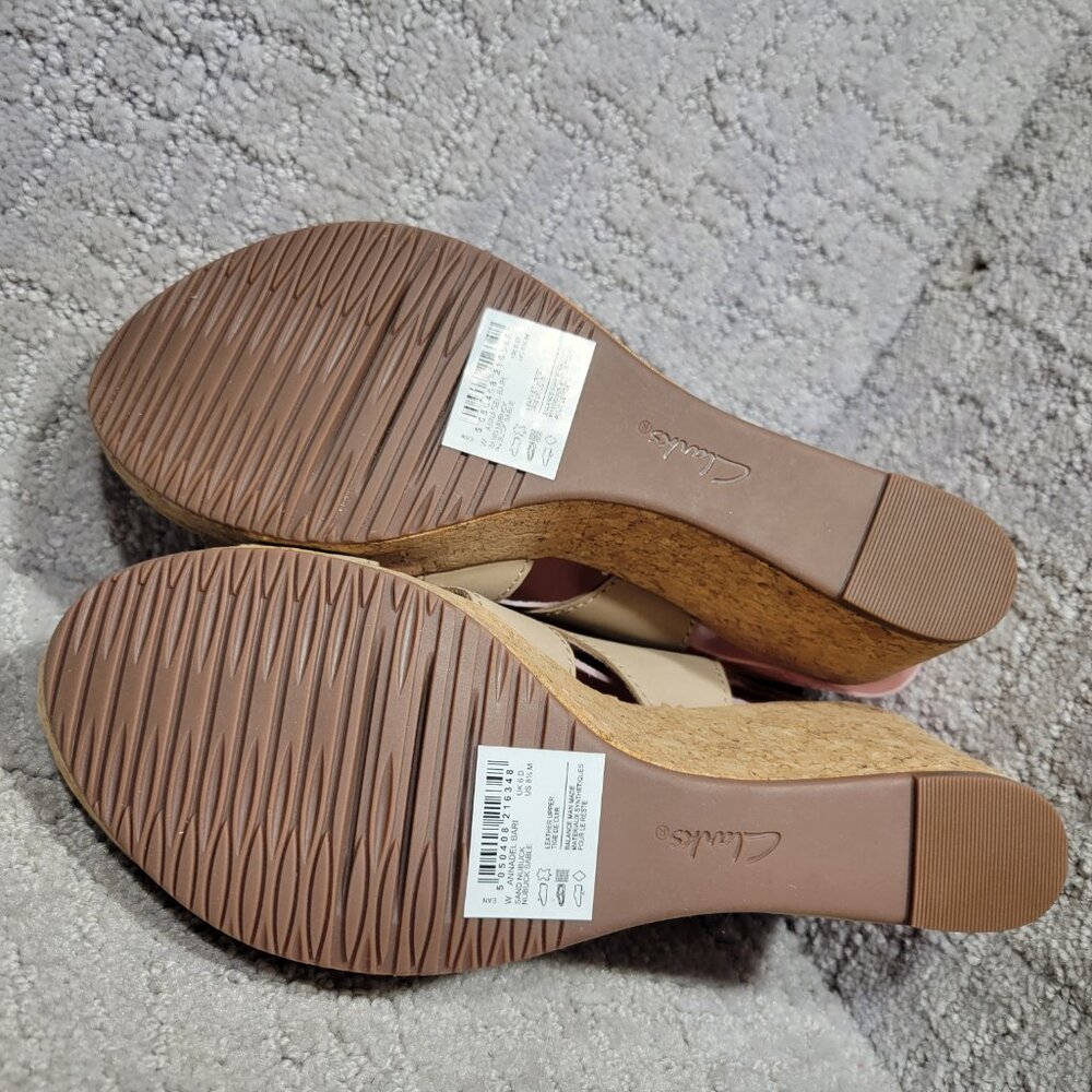 Clarks Annadel Bari Sand Leather Nubuck Wedge Sandals Womens Size 8.5,10,11 NEW - Picture 11 of 15